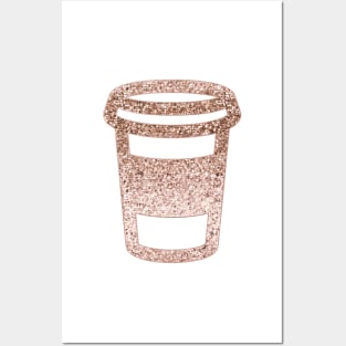 Sparkling rose gold coffee cup Posters and Art